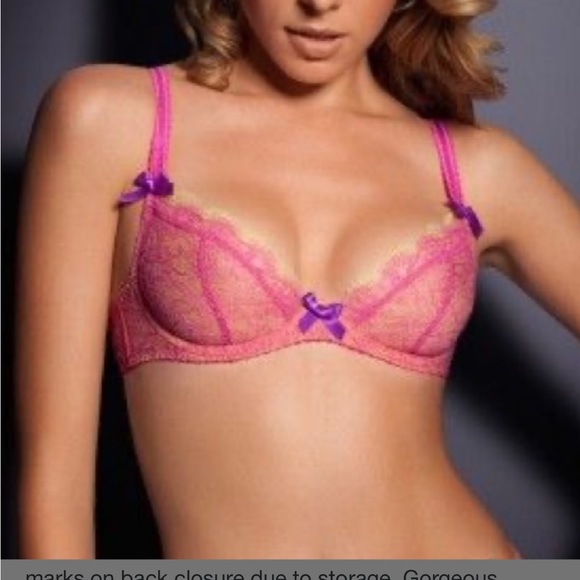 RARE Agent Provocateur Ariel Full Set — pink/purple lace w/ yellow - Picture 12 of 16